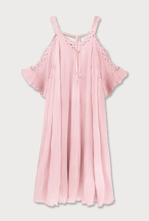 PLISOWANA SUKIENKA Z WYCIĘTYMI RAMIONAMI ŁOSOSIOWA (342ART)