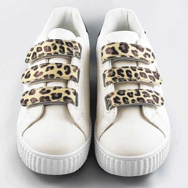 Sportowe buty damskie na rzepy białe (m-973)