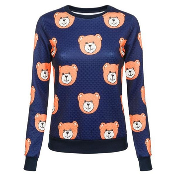 GRANATOWA BLUZA W ANIMOWANE MISIE (BL009)