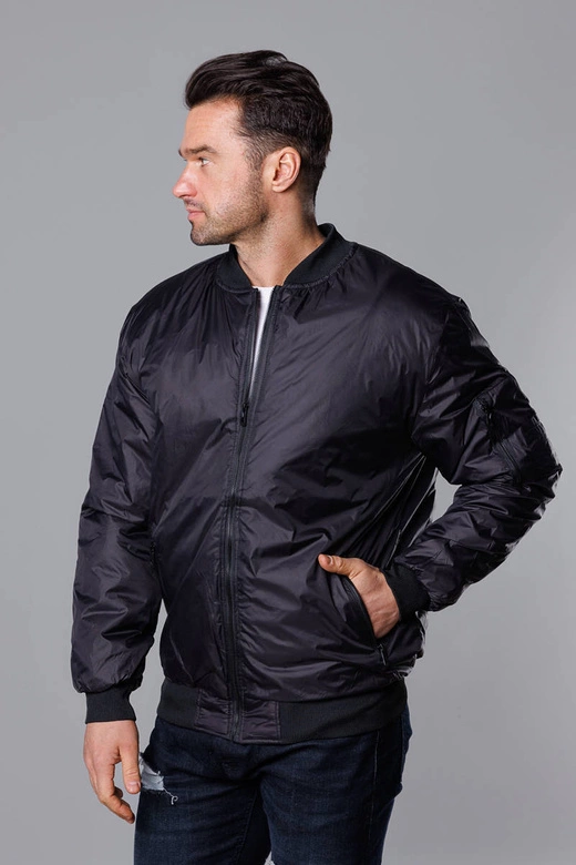 Męska kurtka bomberka z pikowaną podszewką czarno-czerwona (AK95-1A)