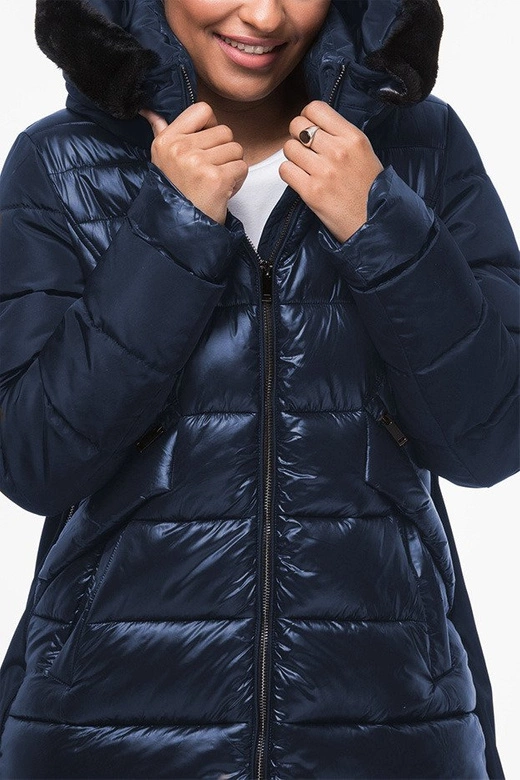 KURTKA Z ŁĄCZONYCH MATERIAŁÓW GRANATOWA (J19-011)