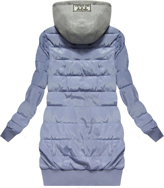PIKOWANA KURTKA Z KAPTUREM NIEBIESKA (XW567X)