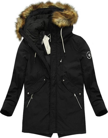 PARKA ZIMOWA Z PUCHEM NATURALNYM CZARNA (5016)