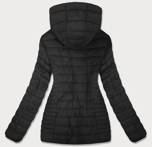 PIKOWANA DAMSKA KURTKA Z KAPTUREM CZARNA (B0103)