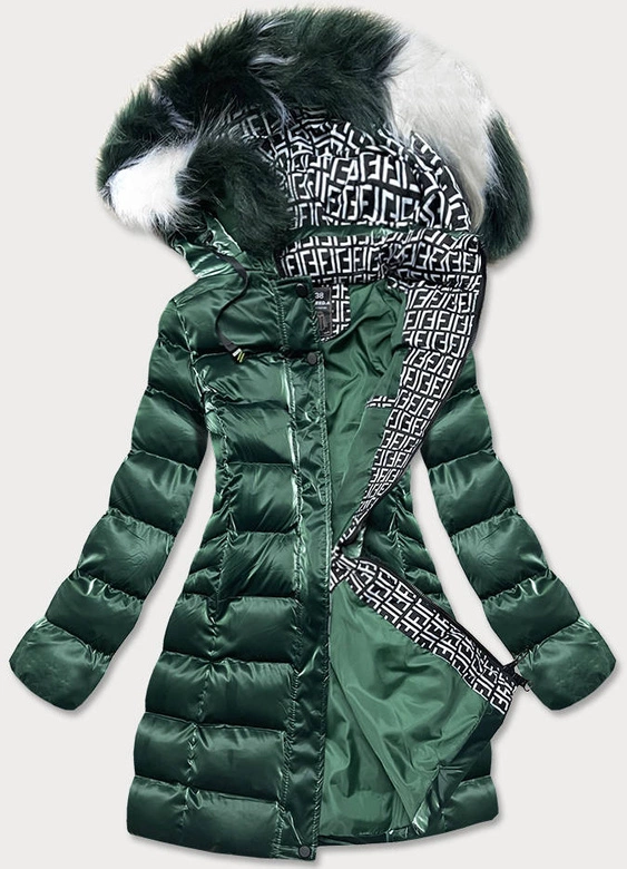 PUCHOWA KURTKA ZIMOWA DAMSKA ZIELONA (XW822X)