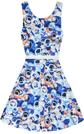 WZORZYSTA SUKIENKA NIEBIESKA (ART47)