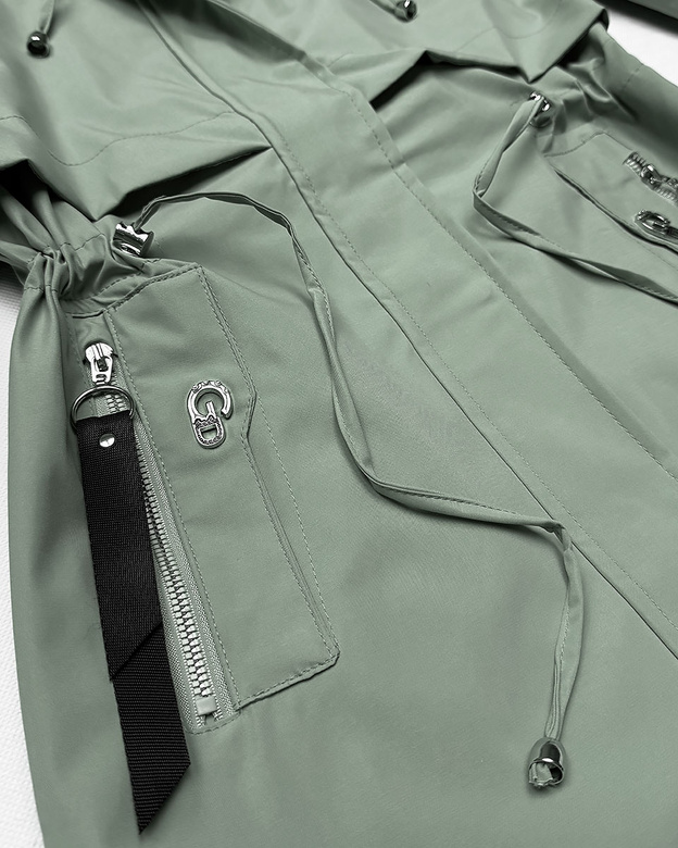 Lekka parka damska na podszewce Goodlookin szarozielona (KK60407-3#)