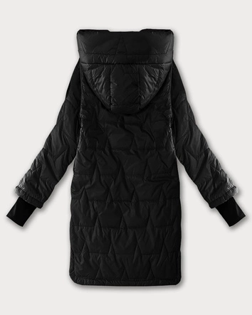 Pikowana kurtka damska z dzianinowymi ściągaczami S'West czarna (B8505-1)