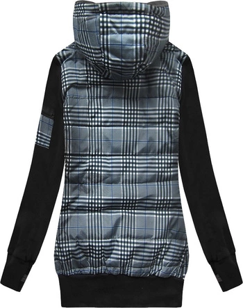 Bluza z łączonych materiałów granatowo-czarna (AMG-611A)