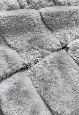 Kamizelka futrzana z kapturem szara (BR8060-9)