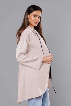 Cienka asymetryczna narzutka damska jasny beż (B8117-46)