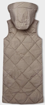 Długa kamizelka damska oversize ciemny beż (5M3165-84)