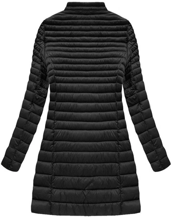 DŁUŻSZA PIKOWANA KURTKA Z KAPTUREM CZARNA (7240BIG)