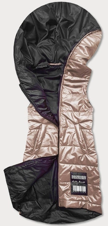 Dopasowana dłuższa kamizelka damska beżowa (b8023-51)