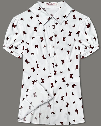 Bluzka z krótkim rękawem motyle biała (SSY16198D)