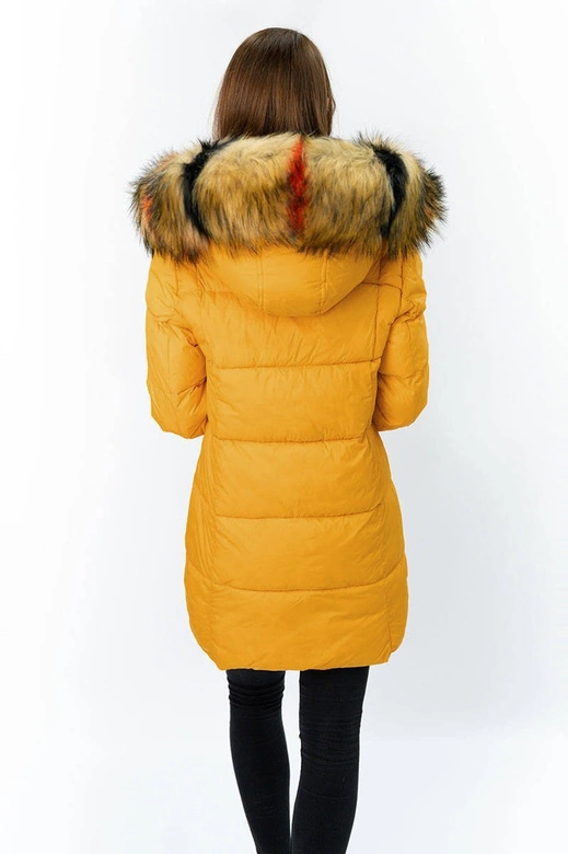 PIKOWANA KURTKA DAMSKA ZIMOWA ŻÓŁTA (209-1)