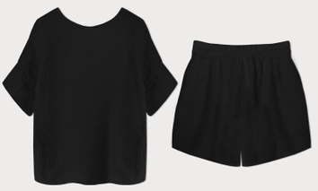 Bawełniany komplet t-shirt i szorty czarny (34437)