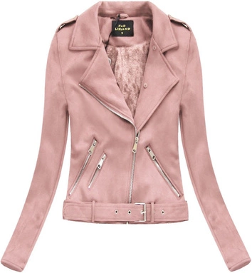 ZAMSZOWA DAMSKA RAMONESKA Z FUTERKIEM PUDROWY RÓŻ (6500)