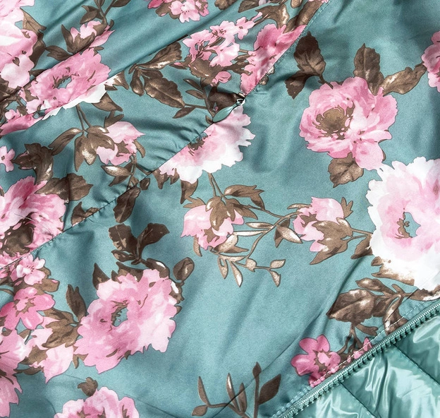 Dwustronna kurtka damska kwiaty miętowa (pc-7509-253)