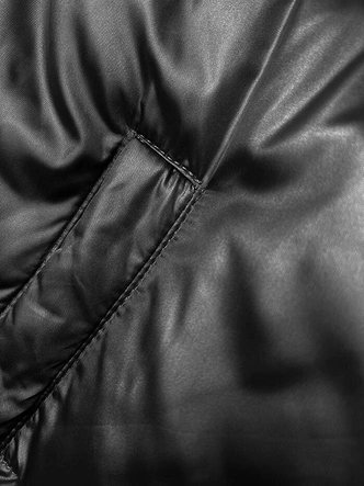 Puchowa krótka kurtka zimowa czarna (B8193-1)