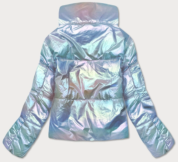 Opalizująca damska kurtka z torebką niebieska (ag3-07)