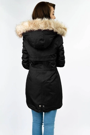 DAMSKA PARKA ZIMOWA NA MISIU CZARNA (B2623)