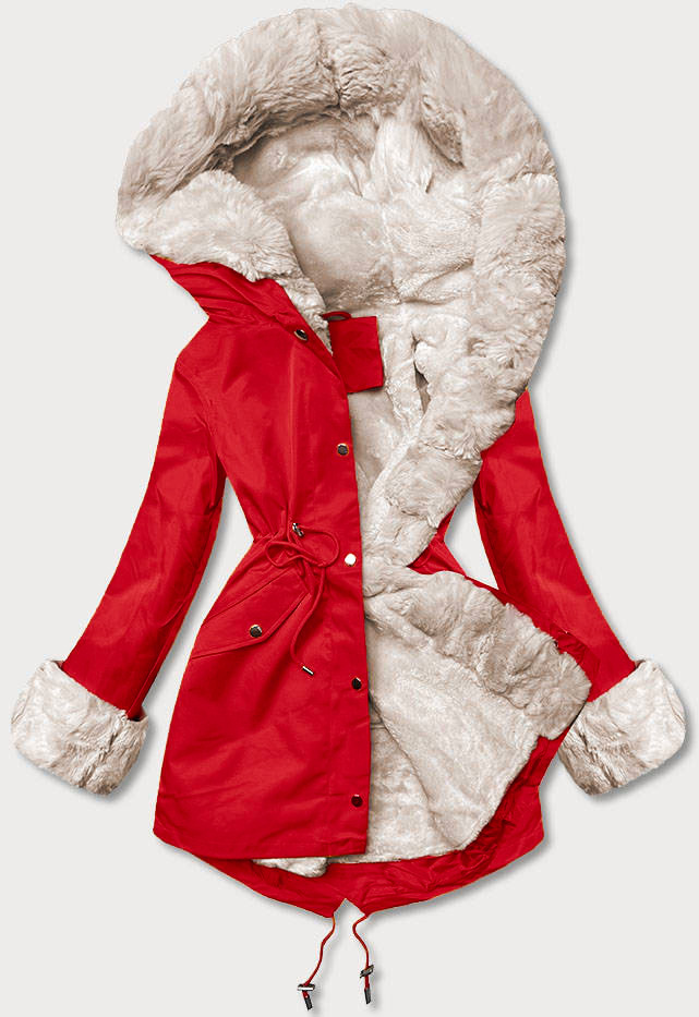 Parka z futrzaną podpinką jasnoczerwona (5M763-270)