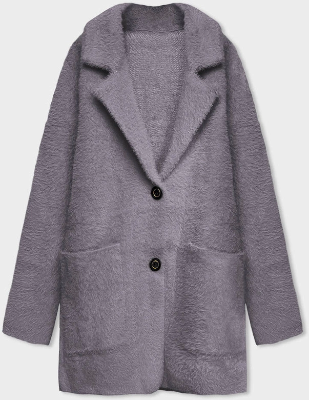 Krótka wełniana narzutka alpaka szara (7108-1)