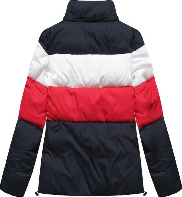 DAMSKA KRÓTKA PIKOWANA KURTKA ZIMOWA GRANATOWA (7692)