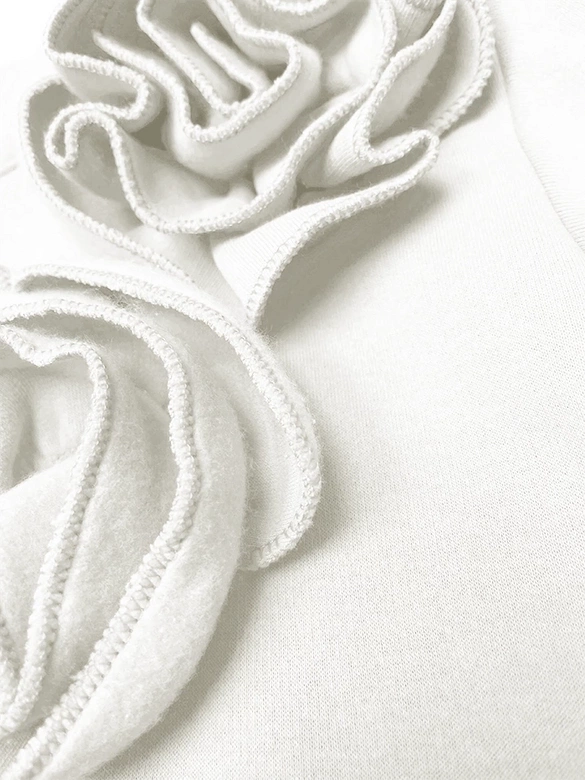 Dzianinowa bluza z różami ecru (16023)