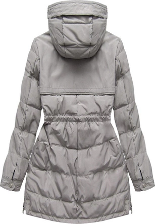 PIKOWANA KURTKA Z PUCHEM NATURALNYM SZARA (8081)