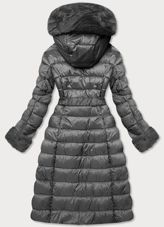 Kurtka zimowa damska z kapturem szara (fm09-12)