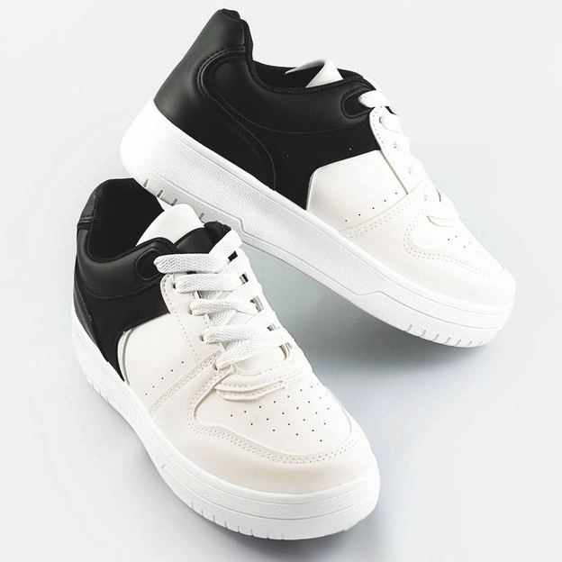 Dwukolorowe sneakersy damskie biało-czarne (xwh2120x)