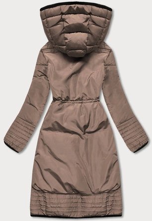 Taliowana kurtka zimowa damska ciemny beż (h-1071-89)