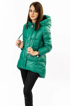 ASYMETRYCZNA DAMSKA KURTKA PIKOWANA ZIELONA (7658)