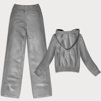 Dzianinowy komplet 2-częściowy bluza i spodnie szary (26C8803-2)