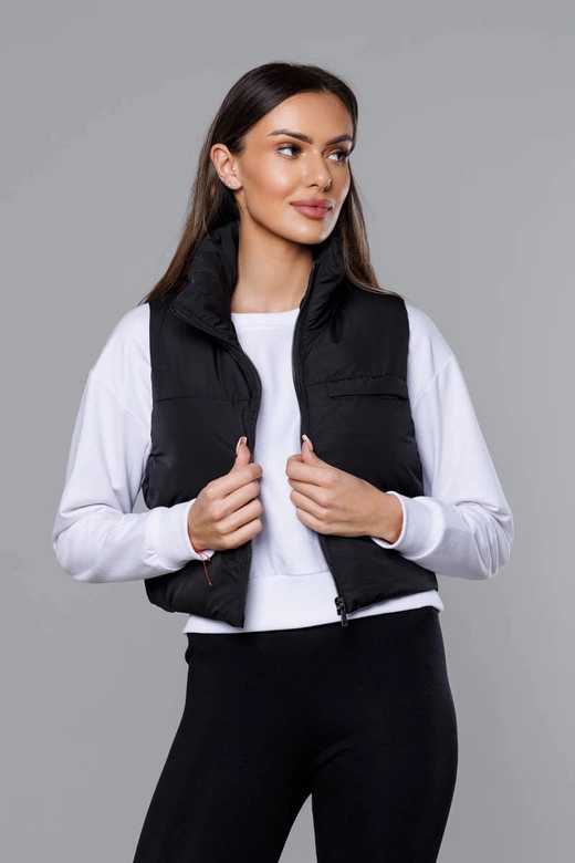 Krótka kamizelka ze stójką czarna (16M9079-392)