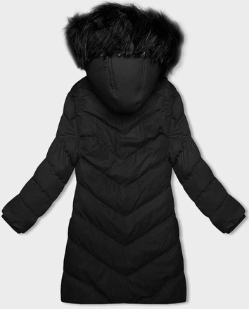 Damska kurtka zimowa z kapturem czarna (5M732-392)