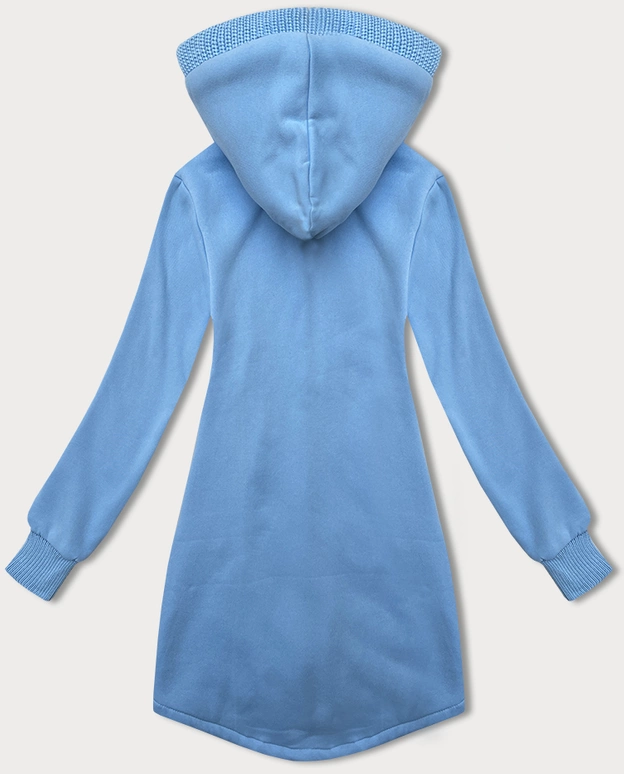 Długa bluza damska z kapturem LHD błękitna (AMG-163)