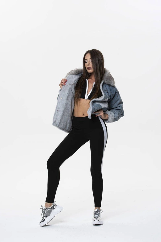 Futrzana kurtka jeansowa niebieska (10538)