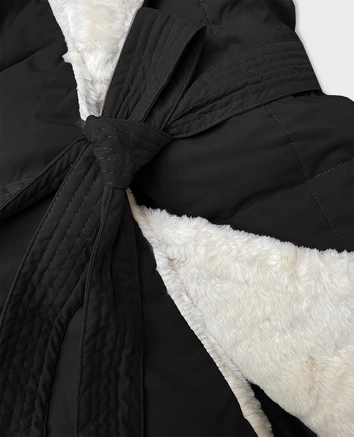 Kurtka damska ze stójką obszyta futerkiem J Style czarna (16M9165-392)