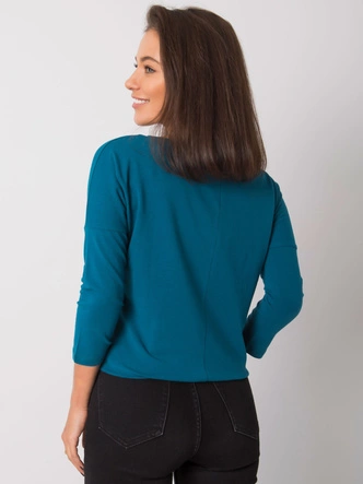 Luźna bluzka z wiązaniem na dole morska (4691)