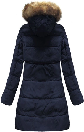 KURTKA Z PUCHEM NATURALNYM GRANATOWA (8063)