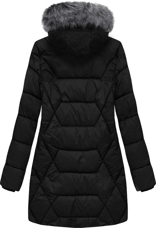 PIKOWANA KURTKA Z KAPTUREM CZARNA (B2644)