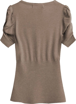 SWETER Z BUFIASTYMI RĘKAWAMI KAKAOWY (1576)