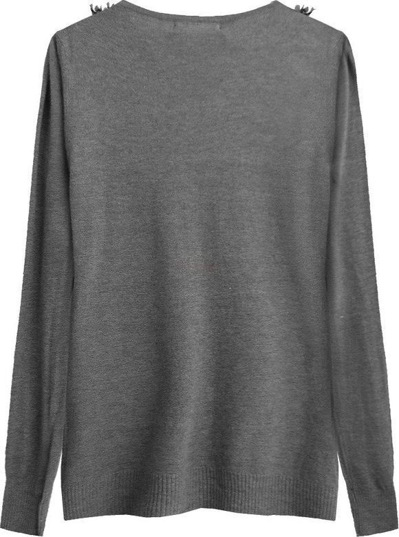 SWETEREK ZE ZDOBIENIAMI CIEMNOSZARY (X1583X)