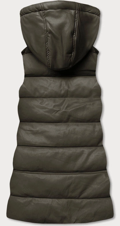 Ciepła kamizelka damska z ekoskóry army (d-3231-22)