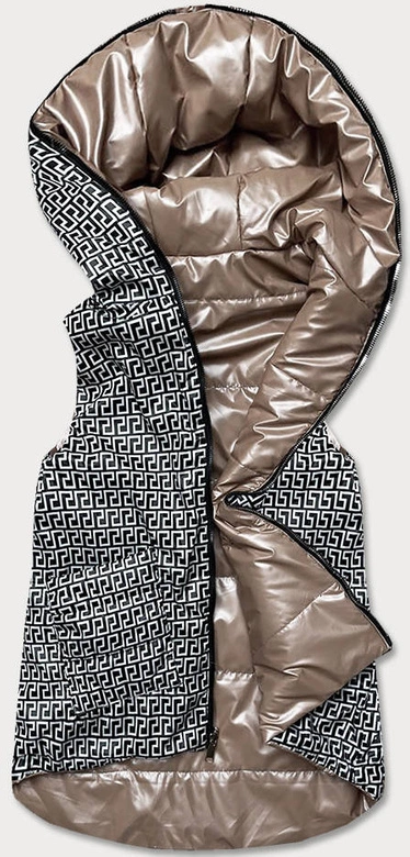 Rozkloszowany dwustronny bezrękawnik damski cappuccino (b8006-12)