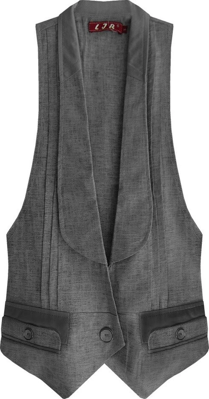 KRÓTKA ELEGANCKA KAMIZELKA CIEMNOSZARA (X1222X)
