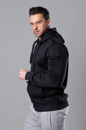 Rozpinana bluza męska z kapturem czarna (68B2008-3)